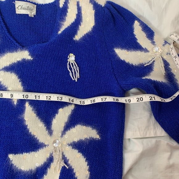 vintage Christine sweater beaded sequined shoulder pads M - Picture 9 of 10